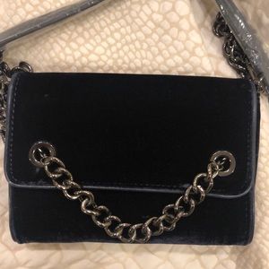 Zara New in plastic Blue velvet chain bag